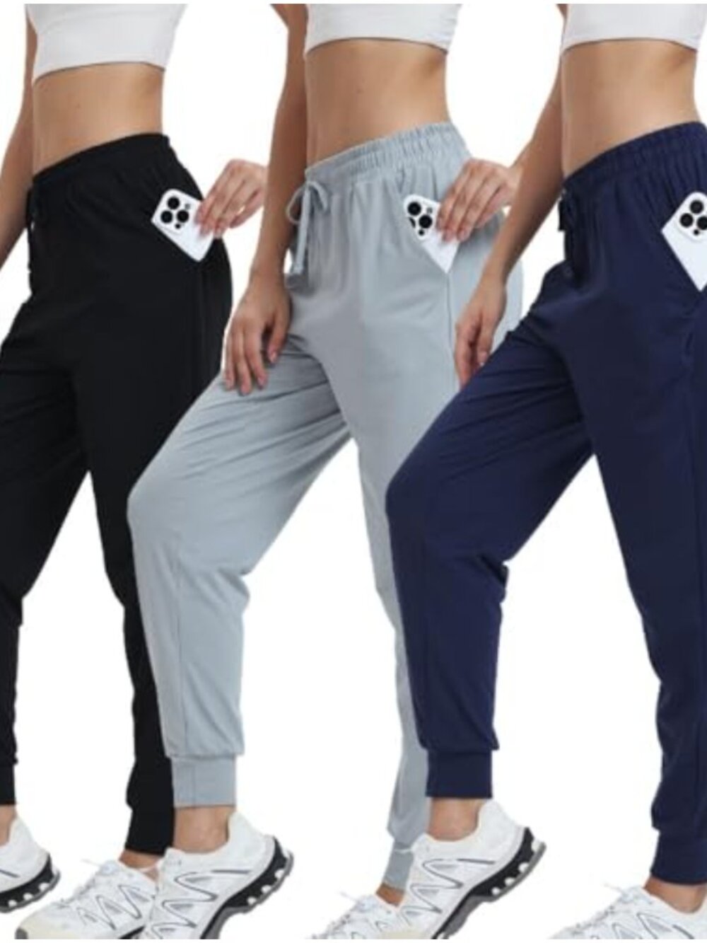 3-Pack Women's High Waist Sports Pants with Pockets Sweatpants Joggers